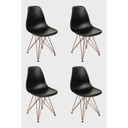 Ver imagem 3 de Mesa Industrial Base Ferro Cobre em V Tampo 90x90 Preto 4 Cadeiras Eames Ferro Assento Preto