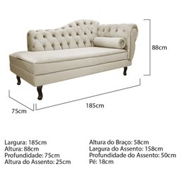 Diva Recamier Juliana185cm Lado Esquerdo Linho Bege - Amarena Móveis - 4