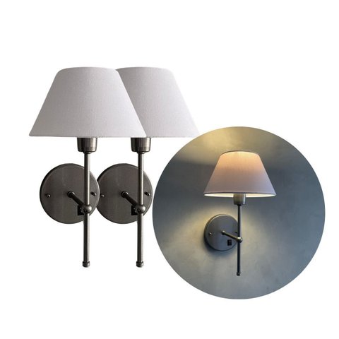 Kit 2 Arandelas de Parede Clássica com Interruptor e Cúpula Preta Ref 16 Decoração Casa Sala Quarto