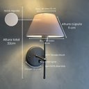 Ver imagem 3 de Kit 2 Arandelas de Parede Clássica com Interruptor e Cúpula Preta Ref 16 Decoração Casa Sala Quarto