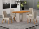 Ver imagem 1 de Conjunto Jantar 4 Cadeiras Maciça 1,35x90 Iza - Arbo Design- Off White- Linho Bege