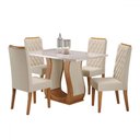 Ver imagem 2 de Mesa de Jantar 4 Lugares Capitani Mel/off White/veludo Pastel - Viero Móveis