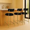 Ver imagem 1 de Banqueta Cozinha Alta com Encosto Industrial Dourado Kit 3 Londres Pu D03 - D'Rossi