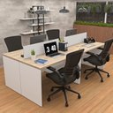 Ver imagem 3 de Estação de Trabalho Mesa Plataforma Escritório 1200x600 4 Lugares Netmobil - Dubai/branco