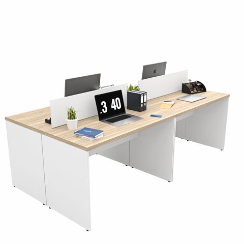 Estação de Trabalho Mesa Plataforma Escritório 1200x600 4 Lugares Netmobil - Dubai/branco