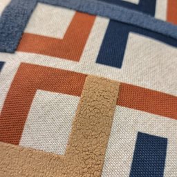 Capa Almofada Linho Aplique Boucle Estampa 45x45cm Azul Mostarda - 2