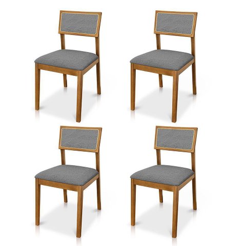 Kit 04 Cadeiras de Jantar e Living Millie Estofada Linho - Desk Design