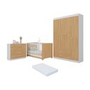 Ver imagem 1 de Quarto de Bebê Completo Berço Americano 3 em 1 Colchão Encanto Multimóveis Mp4597 Branco/