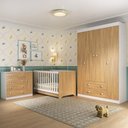 Ver imagem 2 de Quarto de Bebê Completo Berço Americano 3 em 1 Colchão Encanto Multimóveis Mp4597 Branco/