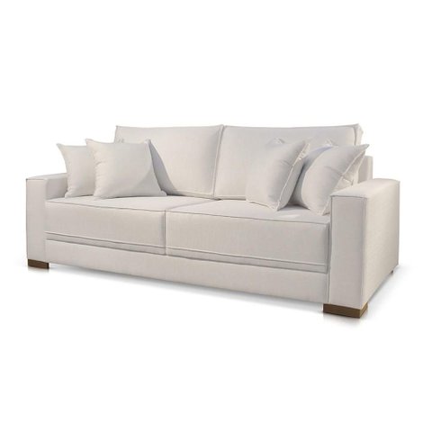 Sofá Marrocos 3 Lugares Linho Off-white 2,20m Confortável Sala
