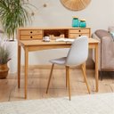 Ver imagem 4 de Mesa Escrivaninha Retro Madeira 4 Gavetas 1 Nicho Milano Madeirado Idimex