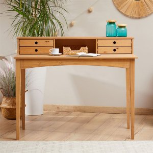 Mesa Escrivaninha Retro Madeira 4 Gavetas 1 Nicho Milano Madeirado Idimex