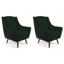 Ver imagem 1 de Kit 2 Poltronas Decorativas Pés de Madeira Naomi Veludo Verde Musgo - Gran Belo