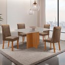 Ver imagem 1 de Mesa de Jantar Olimpia 120cm Tampo MDF Vidro com 4 Cadeiras Yasmin