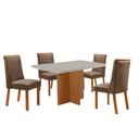 Ver imagem 2 de Mesa de Jantar Olimpia 120cm Tampo MDF Vidro com 4 Cadeiras Yasmin