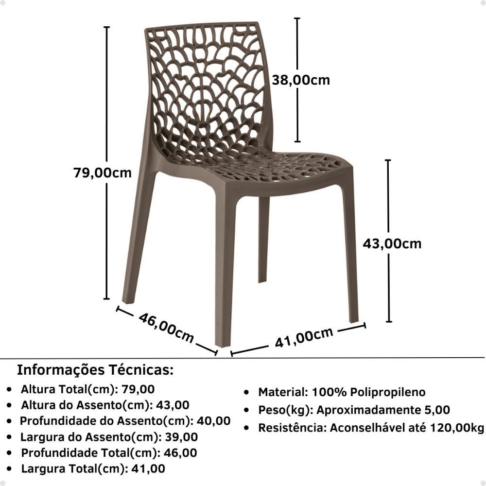 Kit 4 Cadeiras de Jantar Gruvyer Design em Polipropileno - Fendi - 6