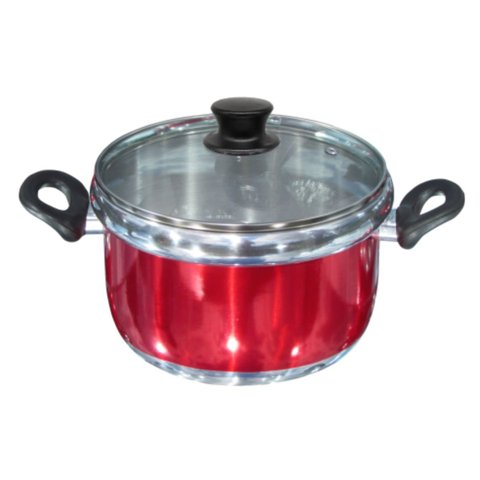 Caçarola Premium vermelho c/ Virola N.22 Tampa Vidro 3,3 Lts