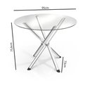 Ver imagem 3 de Kit Conjunto Mesa Redonda 4 Cadeiras 95 X 95 Cm Sala de Jantar Cozinha Vidro Metal Cromado Branco