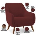 Ver imagem 4 de Kit 02 Poltronas Decorativa Fixa Pés de Madeira Paloma D02 Veludo Marsala C-278 - Lyam Decor