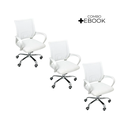 Ver imagem 2 de Kit 3 Cadeiras de Escritório Begonia Mesh Ergonômico Branco + E-book