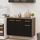 Ver imagem 1 de Balcão Auxiliar Modulado 15mm Bancada Cozinha Compacta - Nogal/preto