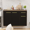 Ver imagem 3 de Balcão Auxiliar Modulado 15mm Bancada Cozinha Compacta - Nogal/preto