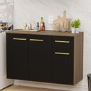 Ver imagem 2 de Balcão Auxiliar Modulado 15mm Bancada Cozinha Compacta - Nogal/preto