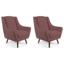 Ver imagem 1 de Kit 2 Poltronas Decorativas Pés de Madeira Naomi Veludo Rosê - Gran Belo