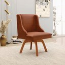 Ver imagem 2 de Kit 2 Cadeiras Decorativas Sala de Jantar Base Giratória de Madeira Firenze PU Nozes/Natural G19 - G