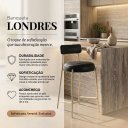 Ver imagem 2 de Banqueta Cozinha Média com Encosto Industrial Champanhe Kit 6 Londres PU D03 - D'Rossi