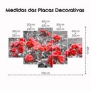 Ver imagem 3 de Kit 5 Placa Quadro Decorativo Quarto Sala Flores Vermelha Arte na Arte Kit 5 Placa Decorativo Sala F