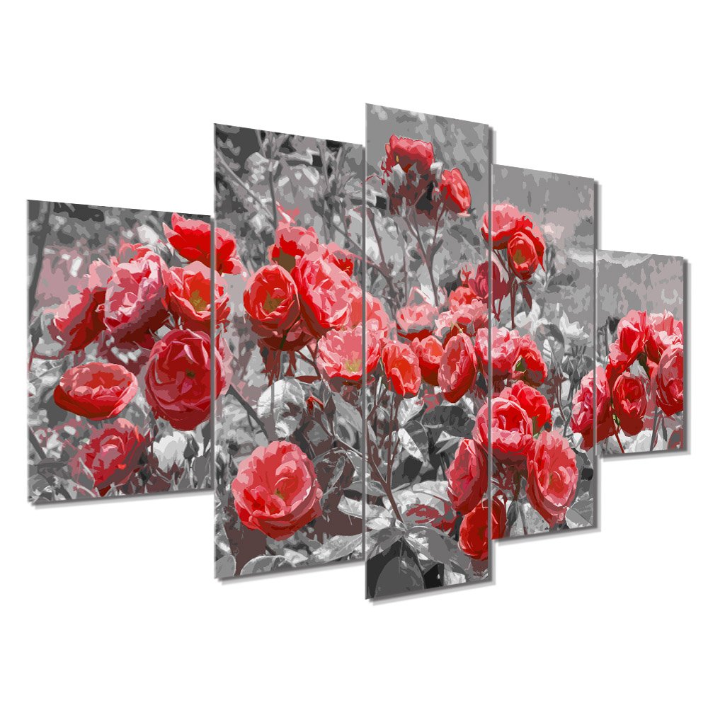 Kit 5 Placa Quadro Decorativo Quarto Sala Flores Vermelha Arte na Arte Kit 5 Placa Decorativo Sala F