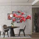 Ver imagem 4 de Kit 5 Placa Quadro Decorativo Quarto Sala Flores Vermelha Arte na Arte Kit 5 Placa Decorativo Sala F