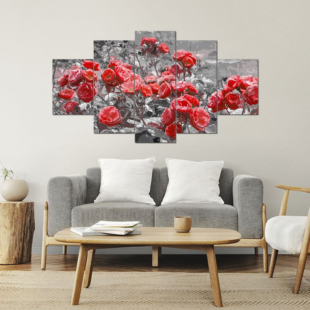 Kit 5 Placa Quadro Decorativo Quarto Sala Flores Vermelha Arte na Arte Kit 5 Placa Decorativo Sala F - 9