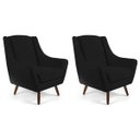 Ver imagem 1 de Kit 2 Poltronas Decorativas Pés de Madeira Naomi Veludo Preto - Gran Belo
