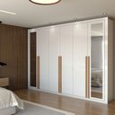Ver imagem 1 de Guarda-roupa Casal Aura 6 Portas 6 Gavetas com Espelho Branco - Panorama Móveis