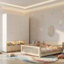 Ver imagem 1 de Guarda-Roupa Modulado e Cama Casal Montessoriano Infantil Wave Casatema MadeiraOriginals Branco/Marrom