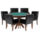 Ver imagem 1 de Mesa de Jogos Carteado Redonda Montreal Tampo Reversível Imbuia com 6 Cadeiras Liverpool Corino