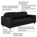 Ver imagem 2 de Sofá 3 Lugares Sala de Estar Recepção 2,40M Presley Couro Preto - Gran Belo