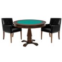 Ver imagem 1 de Mesa de Jogos Carteado Victoria Redonda Tampo Reversível Imbuia com 2 Cadeiras Liverpool Pu