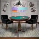 Ver imagem 7 de Mesa de Jogos Carteado Victoria Redonda Tampo Reversível Imbuia com 2 Cadeiras Liverpool Pu