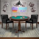 Ver imagem 7 de Mesa de Jogos Carteado Victoria Redonda Tampo Reversível Imbuia com 2 Cadeiras Liverpool Pu