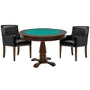 Ver imagem 1 de Mesa de Jogos Carteado Victoria Redonda Tampo Reversível Imbuia com 2 Cadeiras Liverpool Pu