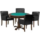 Ver imagem 1 de Mesa de Jogos Carteado Victoria Redonda Tampo Reversível Imbuia com 4 Cadeiras Liverpool Pu