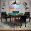 Ver imagem 7 de Mesa de Jogos Carteado Victoria Redonda Tampo Reversível Imbuia com 4 Cadeiras Liverpool Pu