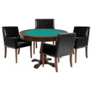 Ver imagem 1 de Mesa de Jogos Carteado Victoria Redonda Tampo Reversível Imbuia com 4 Cadeiras Liverpool Pu
