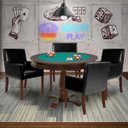 Ver imagem 7 de Mesa de Jogos Carteado Victoria Redonda Tampo Reversível Imbuia com 4 Cadeiras Liverpool Pu