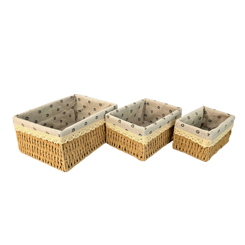 Conjunto Cestos Organizadores Forrados com 3 Peças