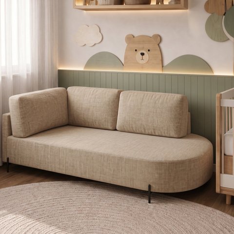 Cama Babá Infantil Orgânica Lado Direito para Quarto de Bebê Afeto