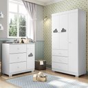 Ver imagem 2 de Jogo de Quarto Infantil Ane com Guarda Roupa 3 Portas e Cômoda Branco - Phoenix Baby Branco